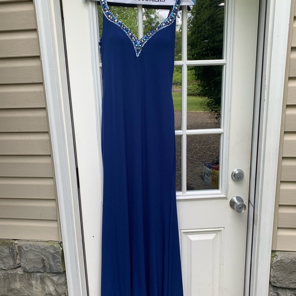 Tony bowls navy blue prom dress with sequins - Picture 1 of 5